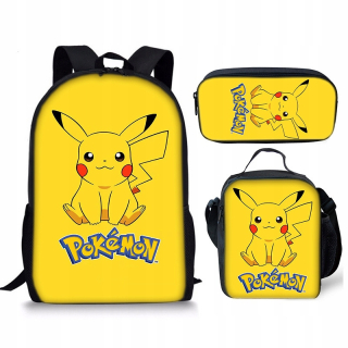Batoh Peračník Taška Vrecúško Detská školská súprava 3v1 Pokémon s Pikachu